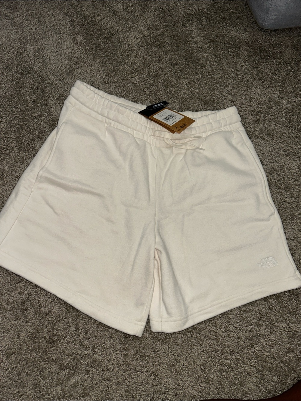 The North Face Women Cream Fleece Drawstring Shorts